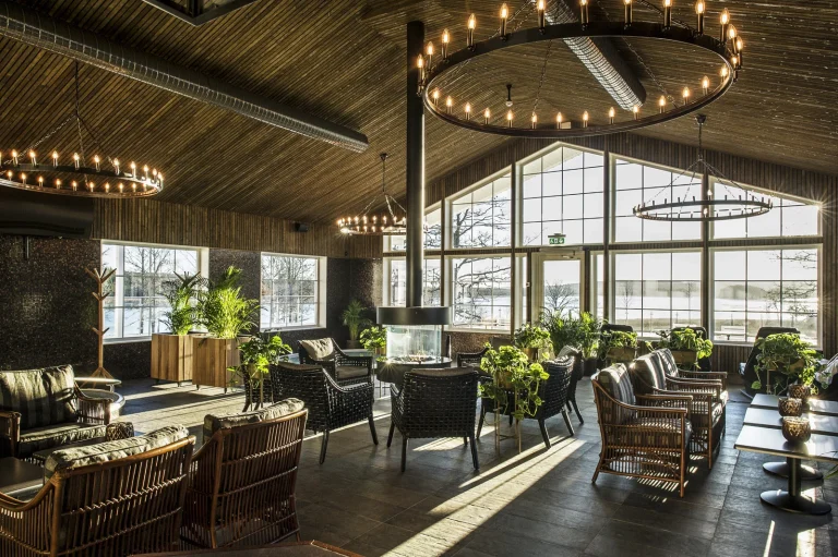 En otroligt mysig lounge på Dömle Herrgård